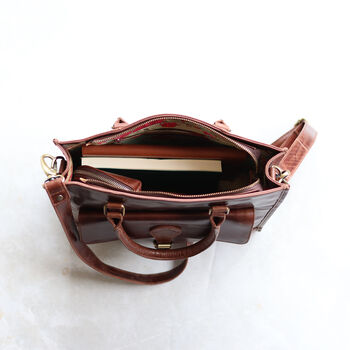 Brown Leather Pocket Tote Bag, 4 of 5