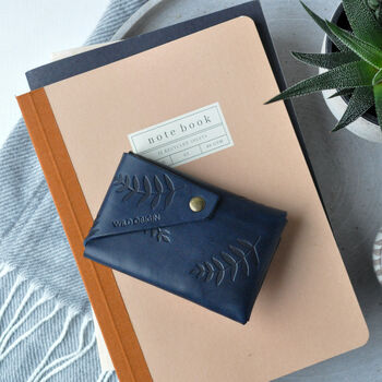 Botanical Navy Leather Wallet, 2 of 5