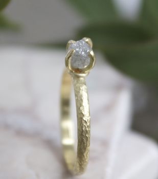 Rough Grey Diamond 18ct Gold Engagement Ring, 2 of 4