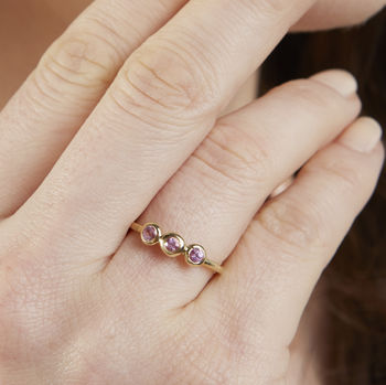 Pink Sapphire Trinity Bud Ring, 18ct Gold, 2 of 5