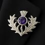 Sterling Silver Thistle And Amethyst Crystal Brooch, thumbnail 1 of 4