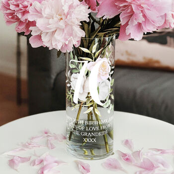 Any Age Milestone Birthday Watercolour Flowers Glass Vase, 2 of 6