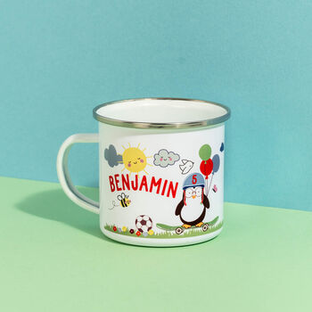 Children's Personalised Penguin Enamel Mug, 7 of 11