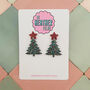 Silver And Red Glitter Christmas Tree With Star Earrings, thumbnail 1 of 5