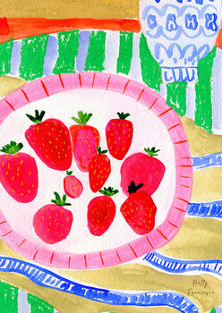 Strawberries Still Life Art Print Watercolour Poster, 5 of 6