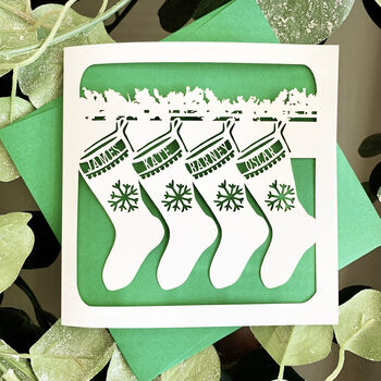 Personalised Christmas Stockings Card, 2 of 4