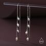 Sterling Silver Genuine Fresh Water Pearl Cascade U Shape Threader Earrings, thumbnail 1 of 10