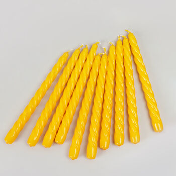 G Decor Pack Of 10 Or 20 Yellow Twisted Dinner Candles, 4 of 5