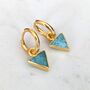 'The Triangle' Amazonite Hoop Gold Plated Earrings, thumbnail 1 of 6