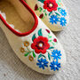 Cream Folk Wool Ballerina Slippers With Wool Lining, thumbnail 5 of 8