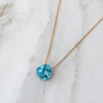 Turquoise Teardrop December Birthstone Necklace, Gold, 2 of 7