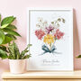 Watercolour Family Birth Month Flower Print, thumbnail 1 of 7