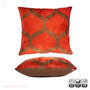 Ethnic Orange And Brown Silk Velvet Pillow Cover 40x40, thumbnail 2 of 6