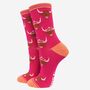 Women's Highland Cow Bamboo Socks Pink, thumbnail 2 of 4