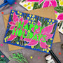 Happy Holidays Neon Floral Papercut Christmas Card, thumbnail 2 of 7