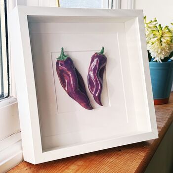 Hand Sculpted Ceramic Wall Art: Purple Peppers, 4 of 6