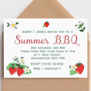 Strawberry Invitations Plain Or Plantable Card, 2 of 6