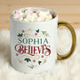 Personalised Believes In Christmas Gold Handled Mug, thumbnail 1 of 2