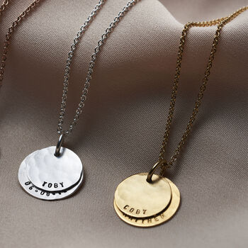 Personalised Hammered Family Disc Necklace, 3 of 12