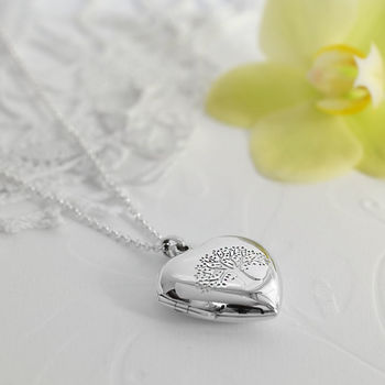 Sterling Silver Tree Heart Locket Necklace, 5 of 9