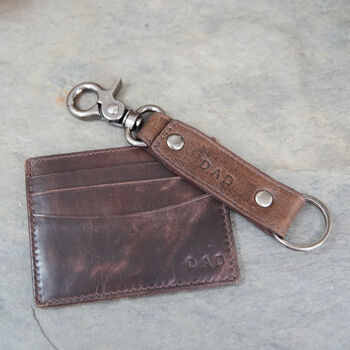 Personalised Leather Card Holder And Keying Set, 3 of 6