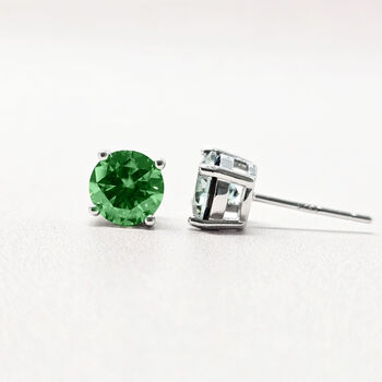 Emerald Moissanite Crystal Sterling Silver Earrings, 4 of 5