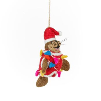 Handmade Felt Walter The Christmas Walrus Hanging Decoration, 2 of 3