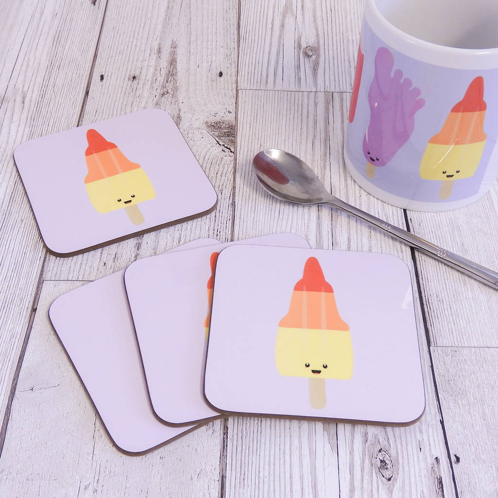 happy retro ice cream coaster zoom rocket ice lolly by bird house press