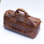Oiled Leather Travel Duffle Bag Holdall Brown, thumbnail 2 of 8