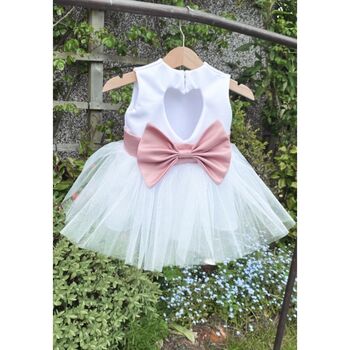 Handmade Sparkly Tulle Heart Back Flower Girl Dress, 5 of 11