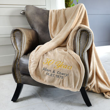 Personalised Golden Anniversary 50 Years Married Blanket, 2 of 8