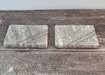 Set Of Two Square Stone Coasters, 2 of 4