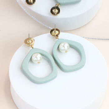 Clay Hoop Earrings With Freshwater Pearls Gold Plated, 3 of 6