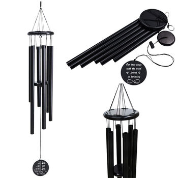 Engraved 30 Inch Black Wind Chime For Garden Decoration, 11 of 12