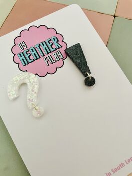 Question And Exclamation Mark Resin Earrings, 3 of 3