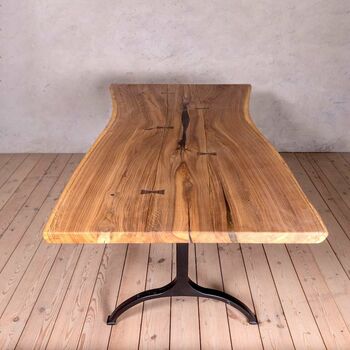 Nord Solid Live Edge Oak Industrial Dining Table, 5 of 6