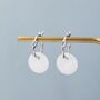 Sterling Silver Genuine White Jade Donut Huggie Hoop Earrings, thumbnail 5 of 11