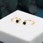 Black Cz Huggie Hoop Earrings, thumbnail 6 of 10