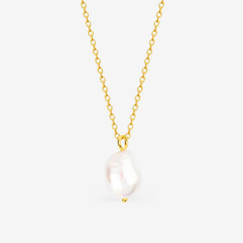 Baroque Pearl Pendant Necklace 18ct Gold Plated, 3 of 4
