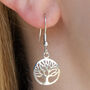 Sterling Silver Circle Tree Of Life Earrings, thumbnail 2 of 7
