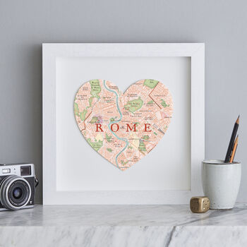 Personalised Location Rome Map Heart Print, 4 of 6
