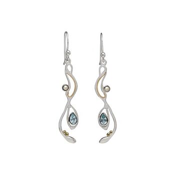 Molten Sterling Silver Pearl And Topaz Drop Earrings, 4 of 8