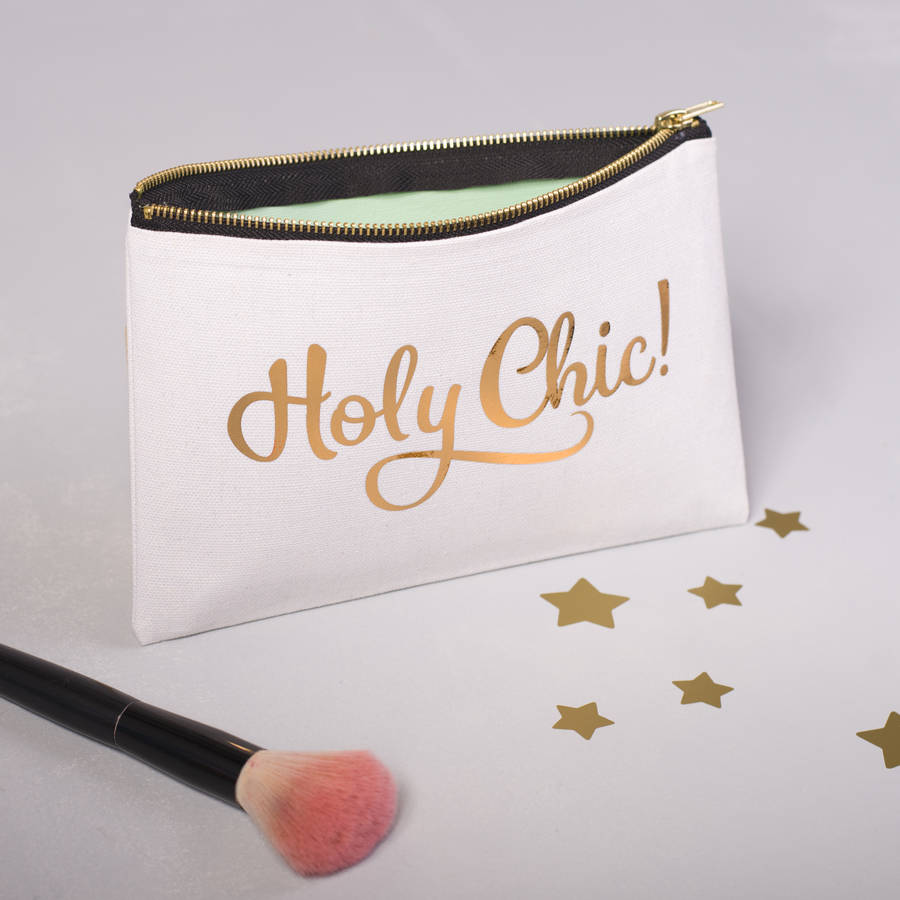 'Holy Chic!' Gold Make Up Bag By Oakdene Designs