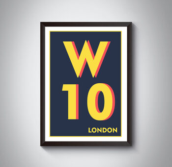 W10 Kensal Green London Postcode Typography Print, 9 of 11