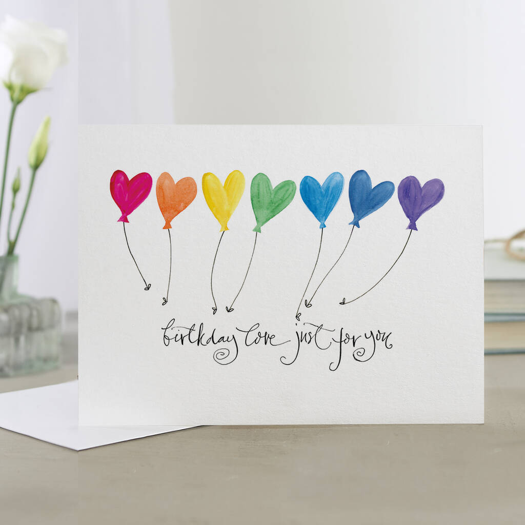 'Birthday Love' Rainbow Balloons Birthday Card, 1 of 3