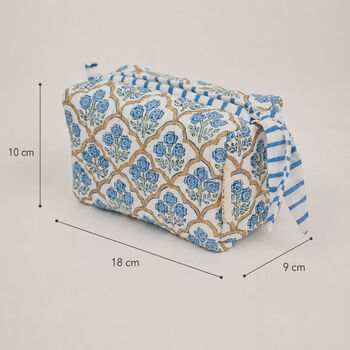 Handcrafted Block Print Quilted Makeup Bag, 2 of 7