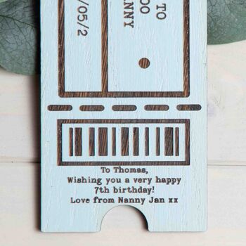 Personalised Wooden Gift Voucher Ticket, 6 of 8