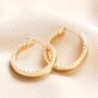 Stainless Steel Hidden Rope Hoop Earrings In Gold, thumbnail 2 of 3