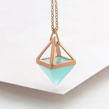 Geometric Rose / Gold Plated Silver Multi Gemstone Pyramid Necklace, 6 of 8