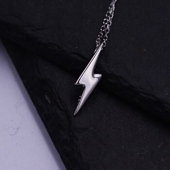 Sterling Silver Tiny Little Lightning Bolt Pendant Necklace, 2 of 12